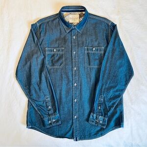 Weatherproof Vintage Blue Chambray Button Up Long Sleeve Shirt - L